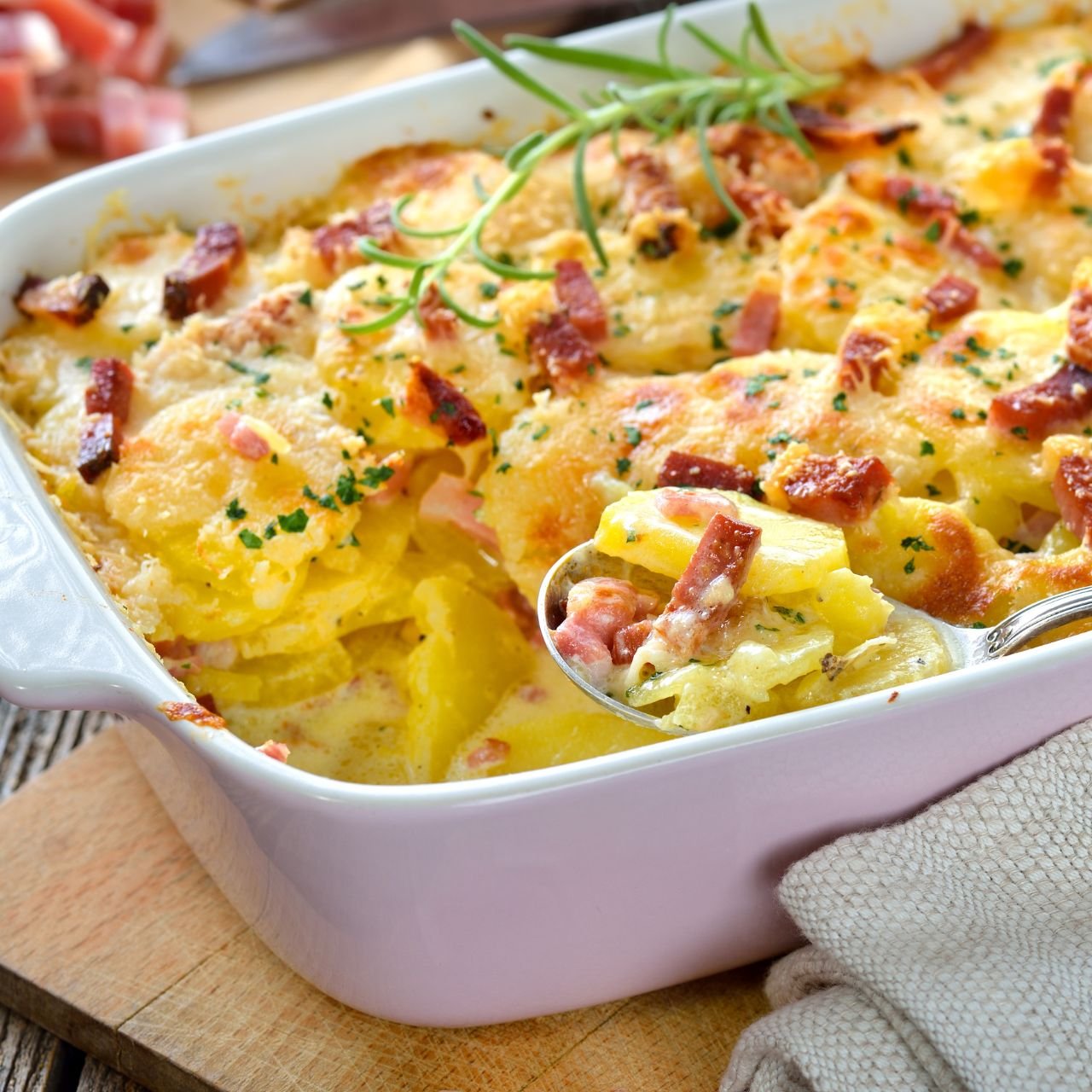Batata gratinada com bacon